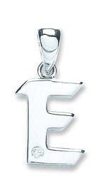 9ct White Gold Diamond "E" Initial Pendant - Samuel Perry
