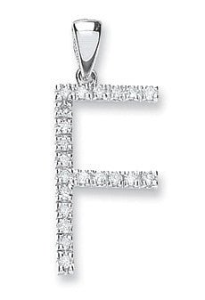 9ct White Gold & Diamond ‘F’ Initial Pendant - Samuel Perry
