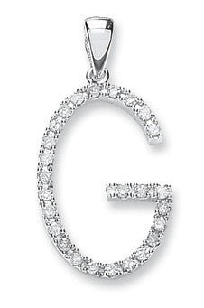 9ct White Gold & Diamond ‘G’ Initial Pendant - Samuel Perry