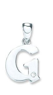 9ct White Gold Diamond "G" Initial Pendant - Samuel Perry
