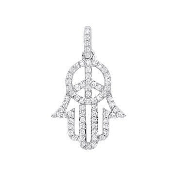 9ct White Gold Diamond Hamsa Pendant - Samuel Perry