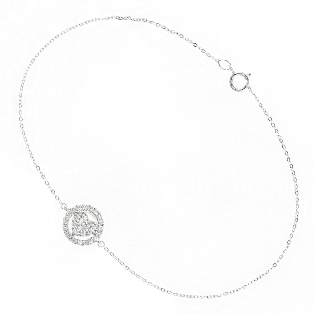 9ct White Gold Diamond Heart Bracelet - Samuel Perry