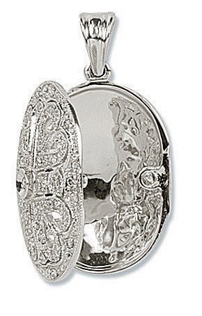 9ct White Gold Diamond Locket Pendant - Exquisite Sparkle - Samuel Perry