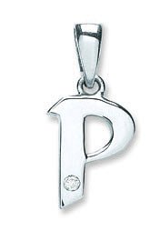 9ct White Gold Diamond "P" Initial Pendant - Samuel Perry