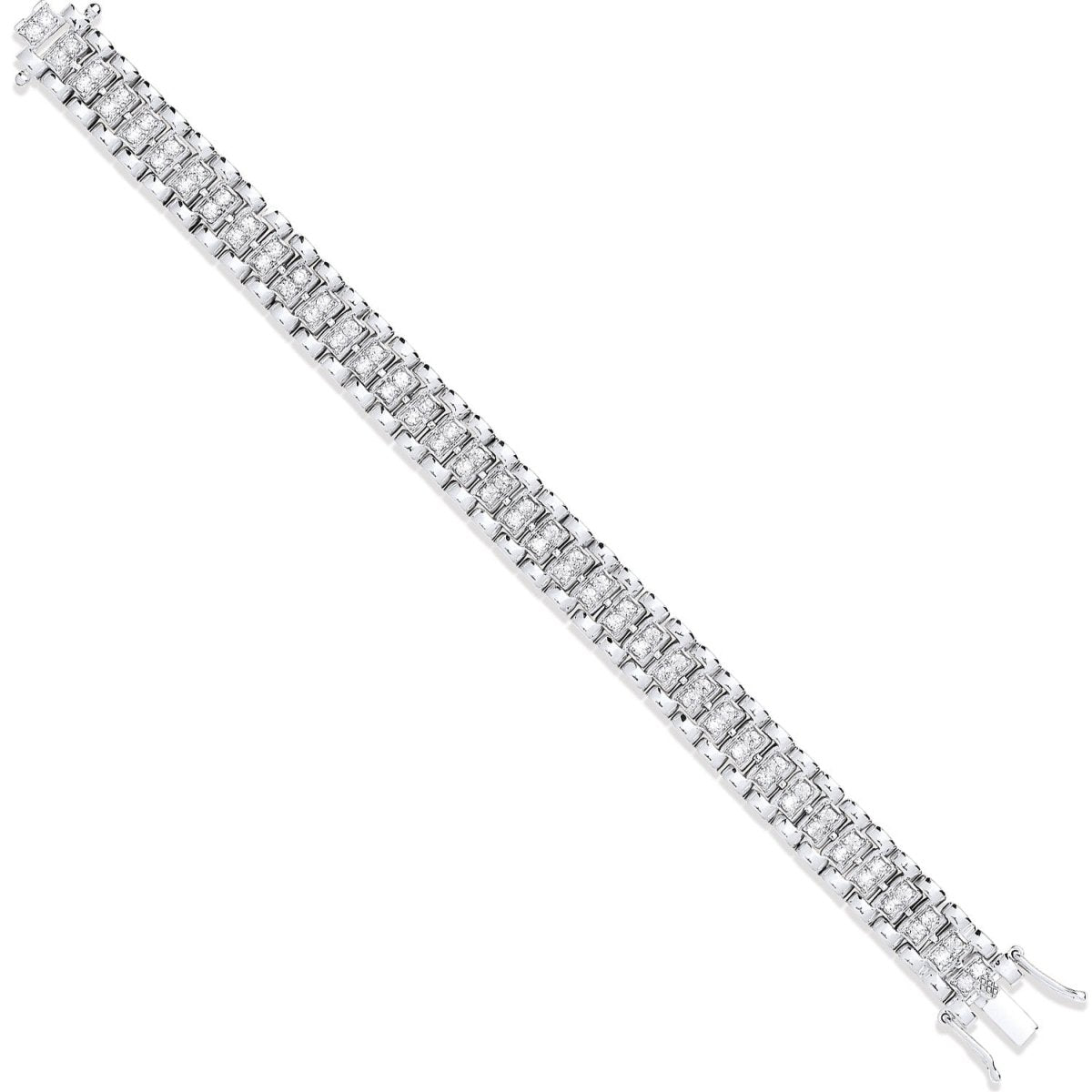 9ct White Gold Fancy CZ Link Bracelet - Samuel Perry