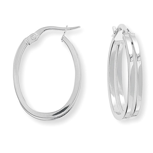 9ct White Gold Fancy Hoop Earrings - Samuel Perry