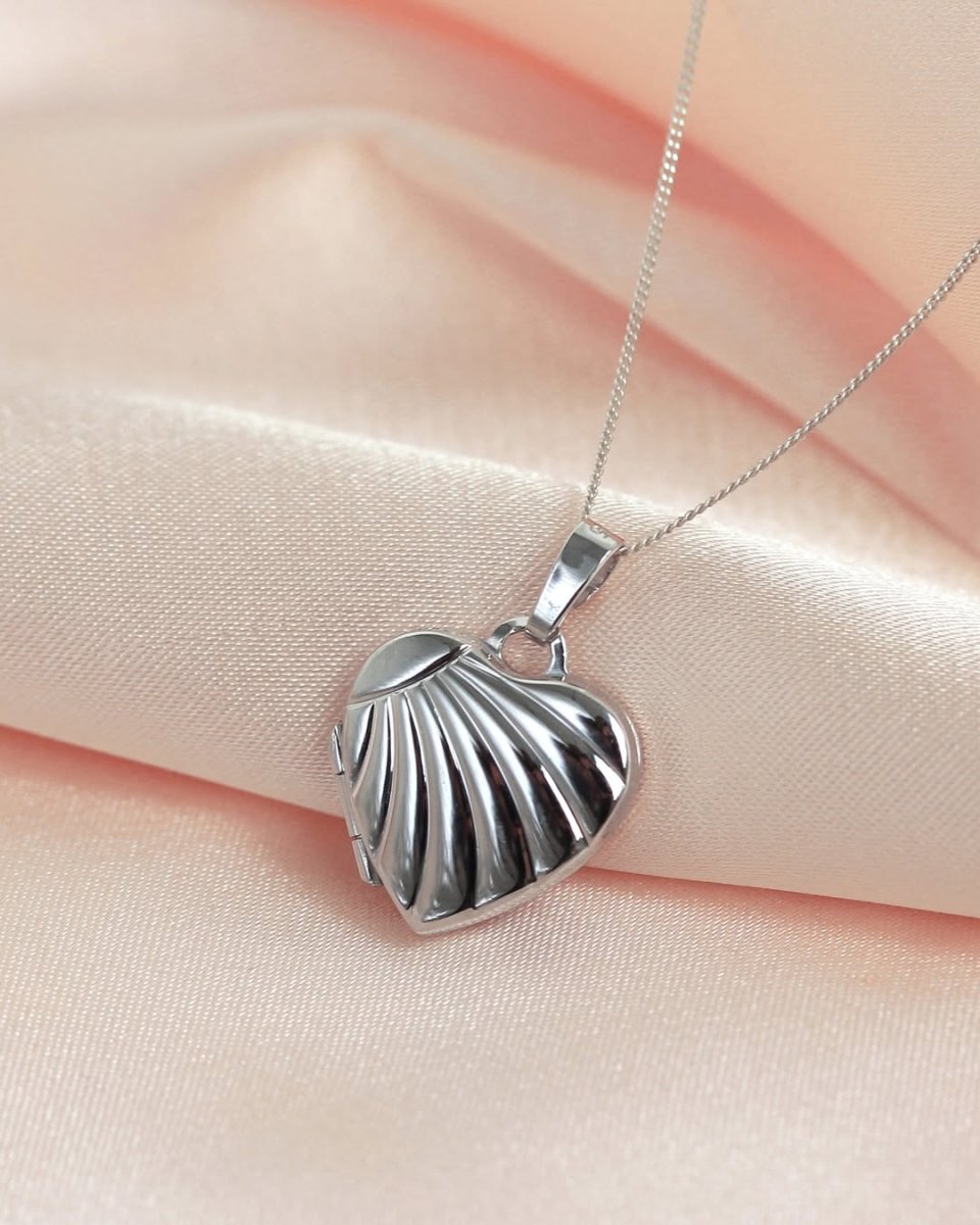9ct White Gold Heart Locket - Samuel Perry