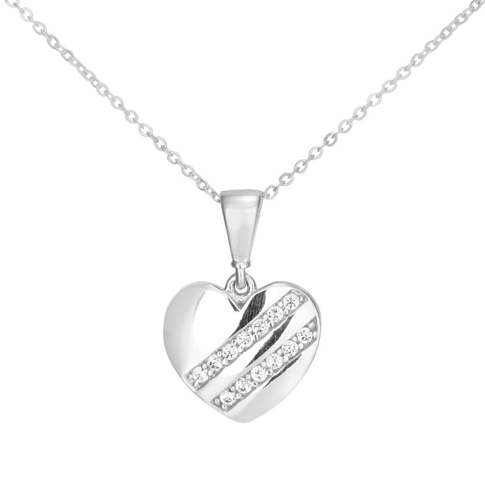 9ct White Gold Heart Pendant Necklace - Samuel Perry