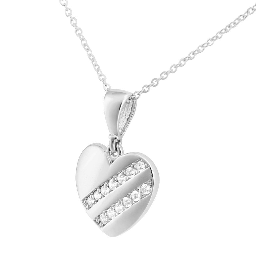 9ct White Gold Heart Pendant Necklace - Samuel Perry