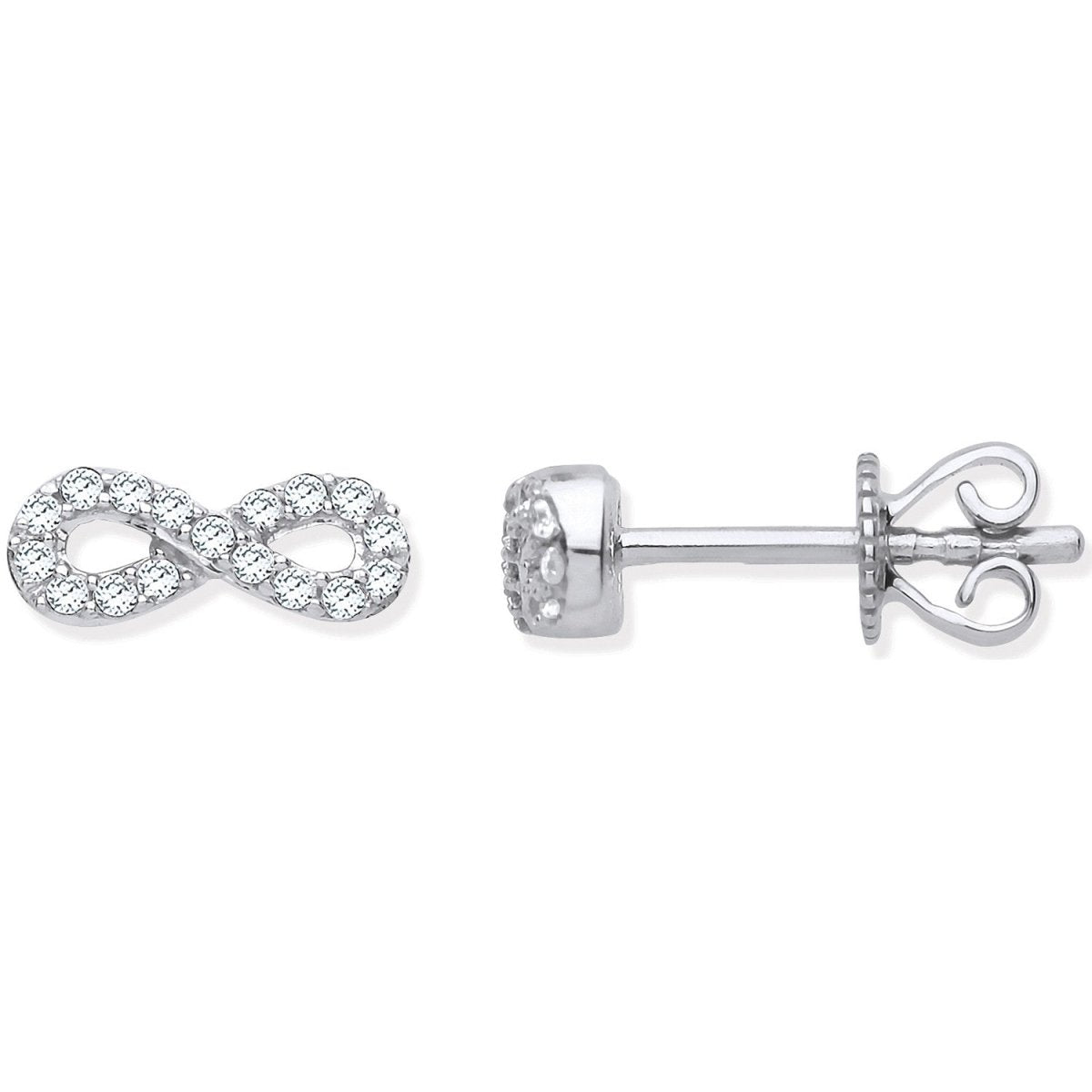 9ct White Gold Infinity 0.15ctw Diamond Studs - Samuel Perry