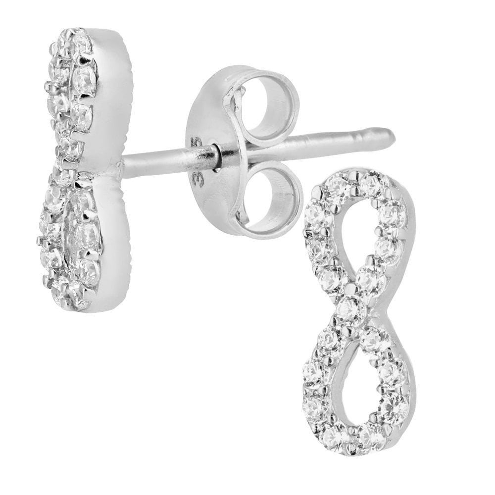 9ct White Gold Infinity Stud Earrings - Samuel Perry