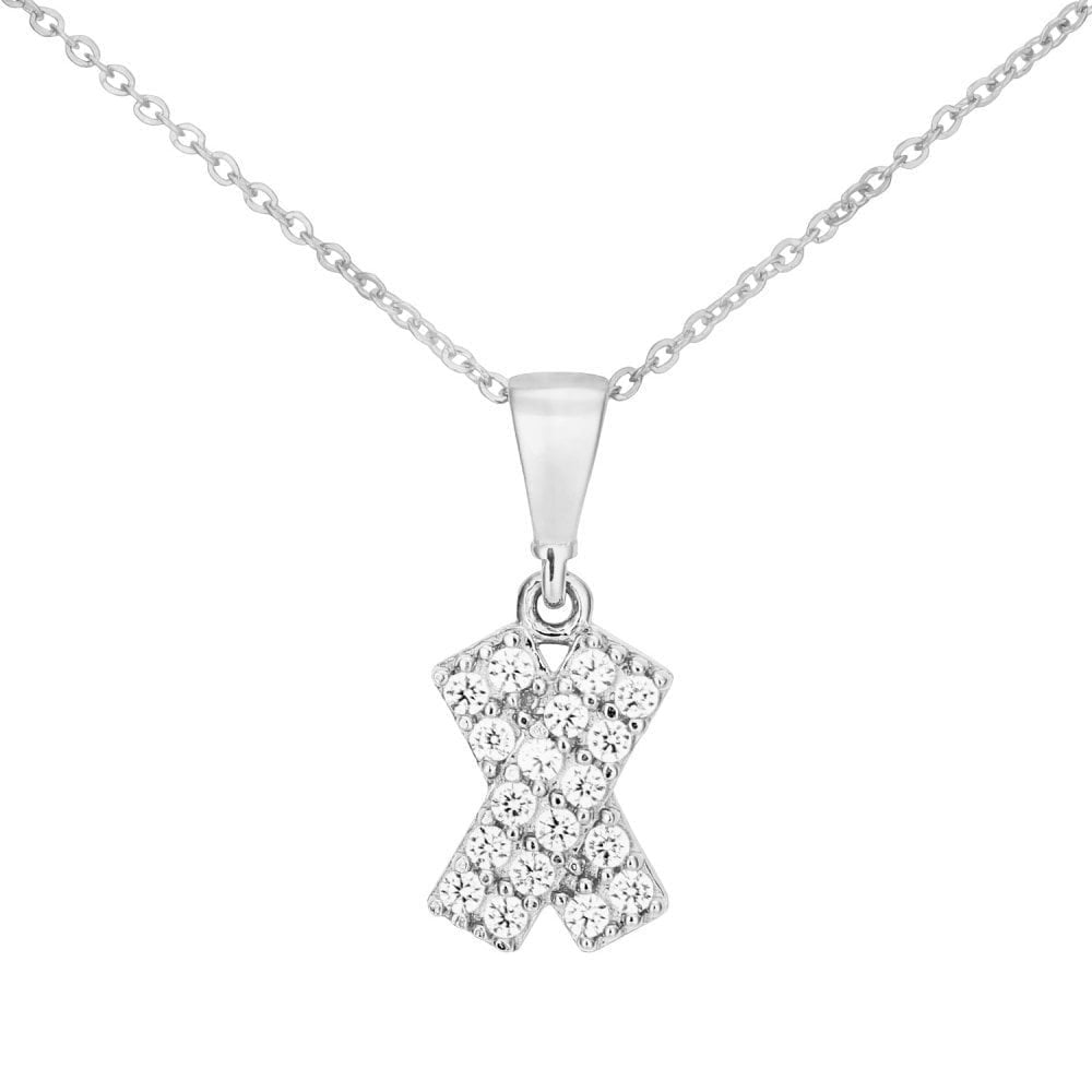9ct White Gold Kiss Pendant Necklace - Samuel Perry