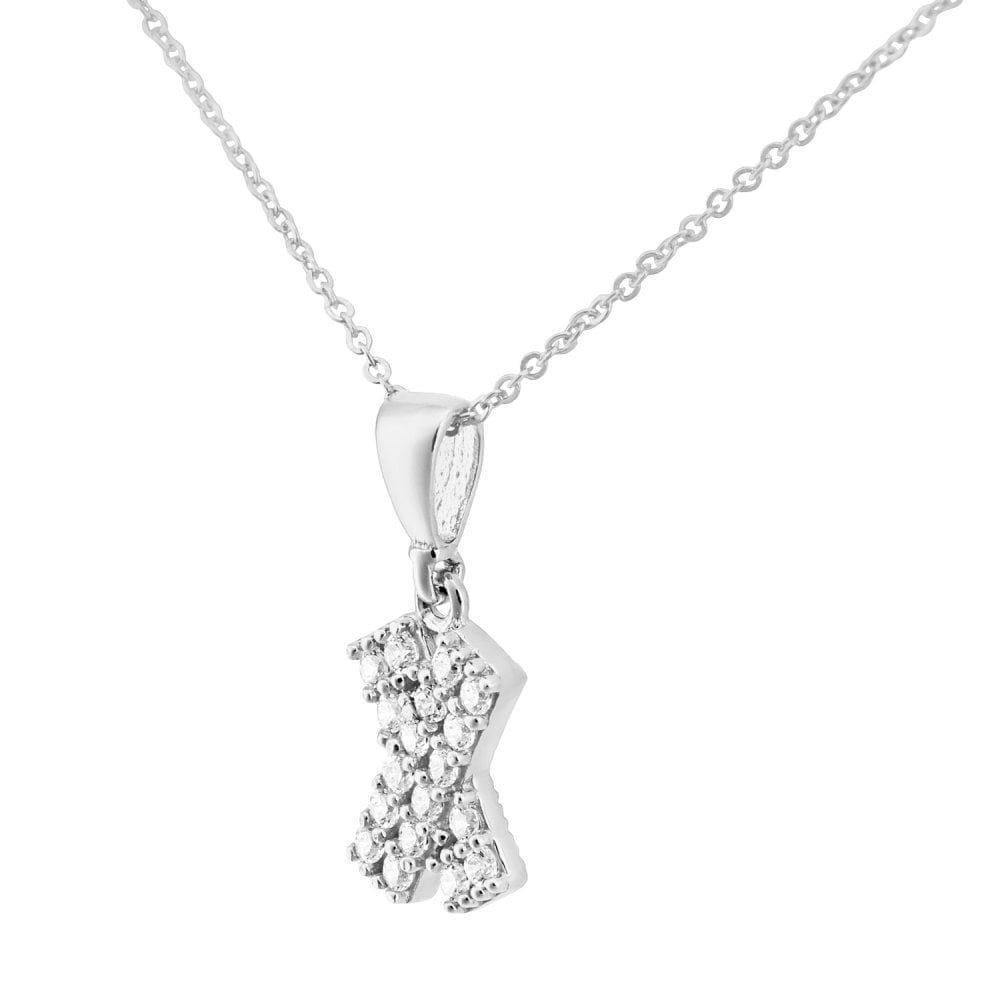 9ct White Gold Kiss Pendant Necklace - Samuel Perry