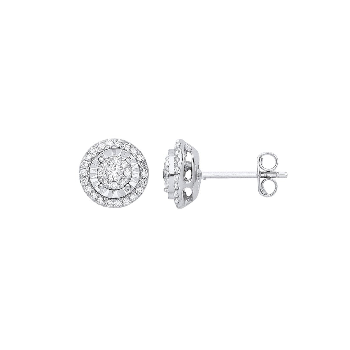 9ct White Gold Multi Circles Stud Diamond 0.36ctw Earrings - Samuel Perry