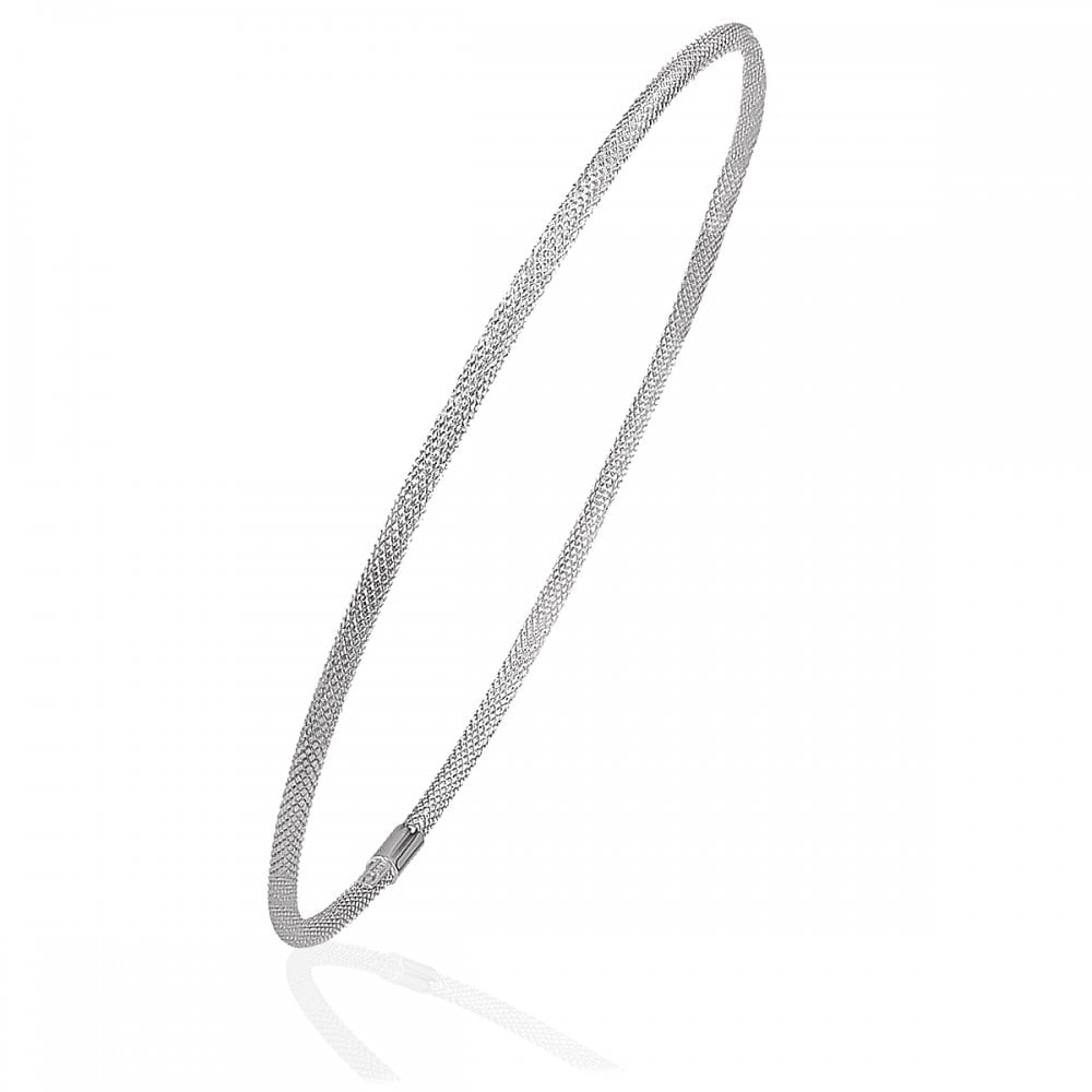 9ct White Gold Pattern Slave Bangle - Samuel Perry