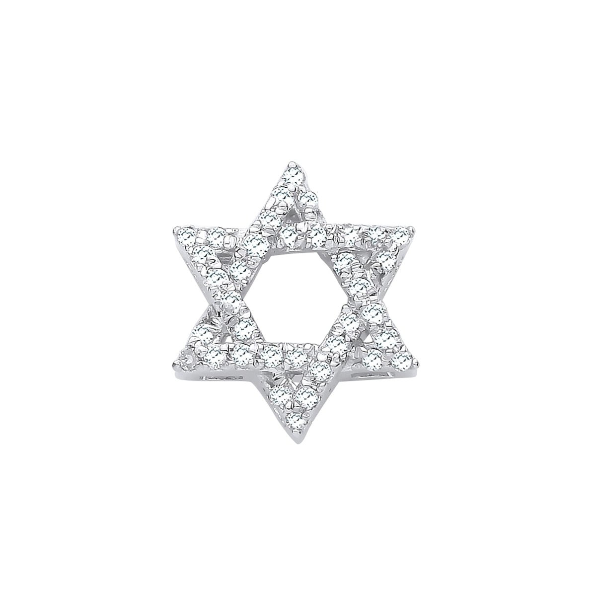 9ct White Gold Star of David Pendant – 0.10ct Brilliant Diamond - Samuel Perry