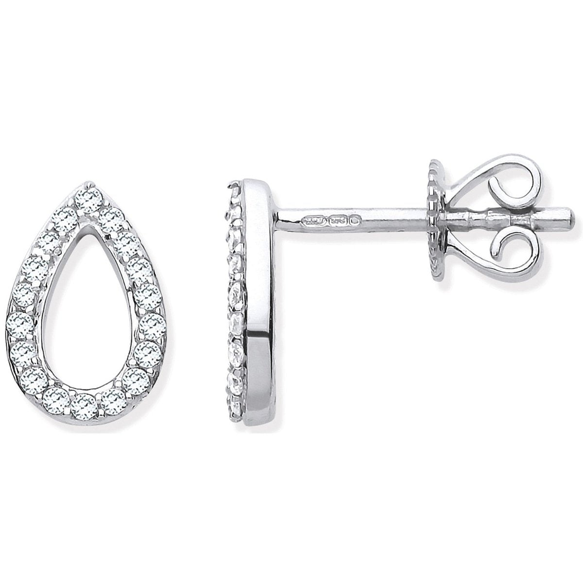 9ct White Gold Teardrop 0.15ctw Diamond Studs - Samuel Perry