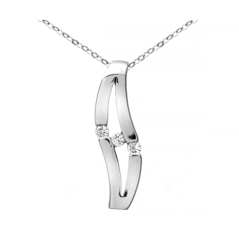 9ct White Gold Trilogy Pendant Necklace - Samuel Perry