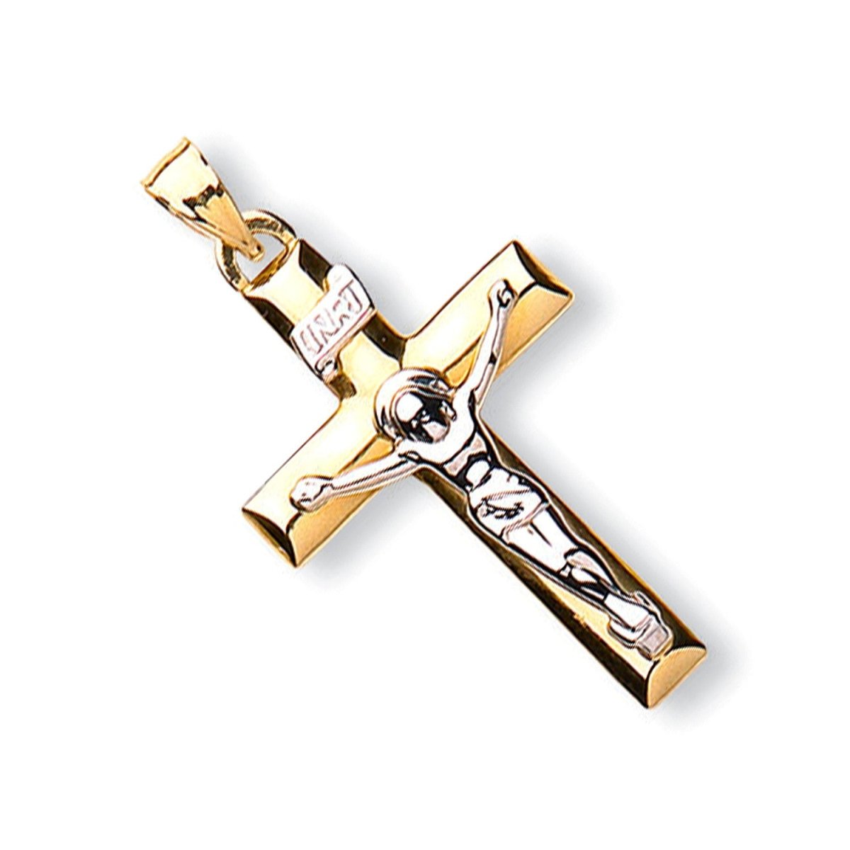 9ct White & Yellow Gold Crucifix Pendant – Sacred Elegance - Samuel Perry