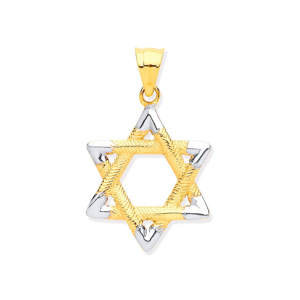 9ct White & Yellow Gold Star of David Pendant – Elegant & Meaningful - Samuel Perry