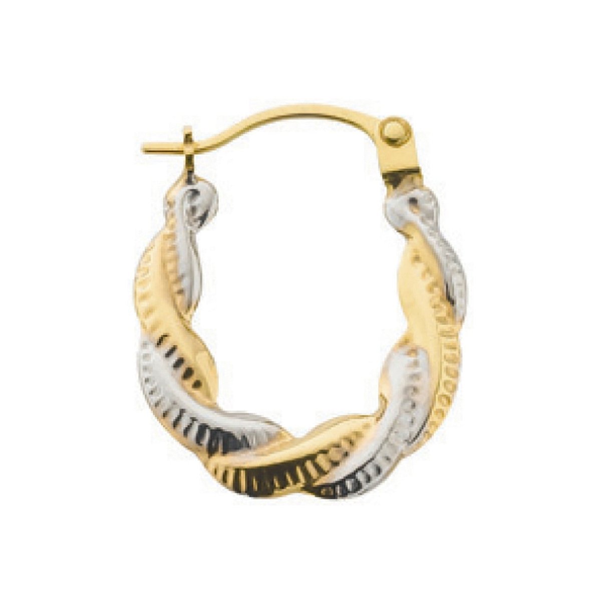 9ct Yellow and White Gold Fancy Twisted Creole Earrings - Samuel Perry