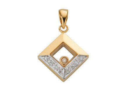 9ct Yellow Gold 0.05ct Floating Diamond Pendant - Samuel Perry