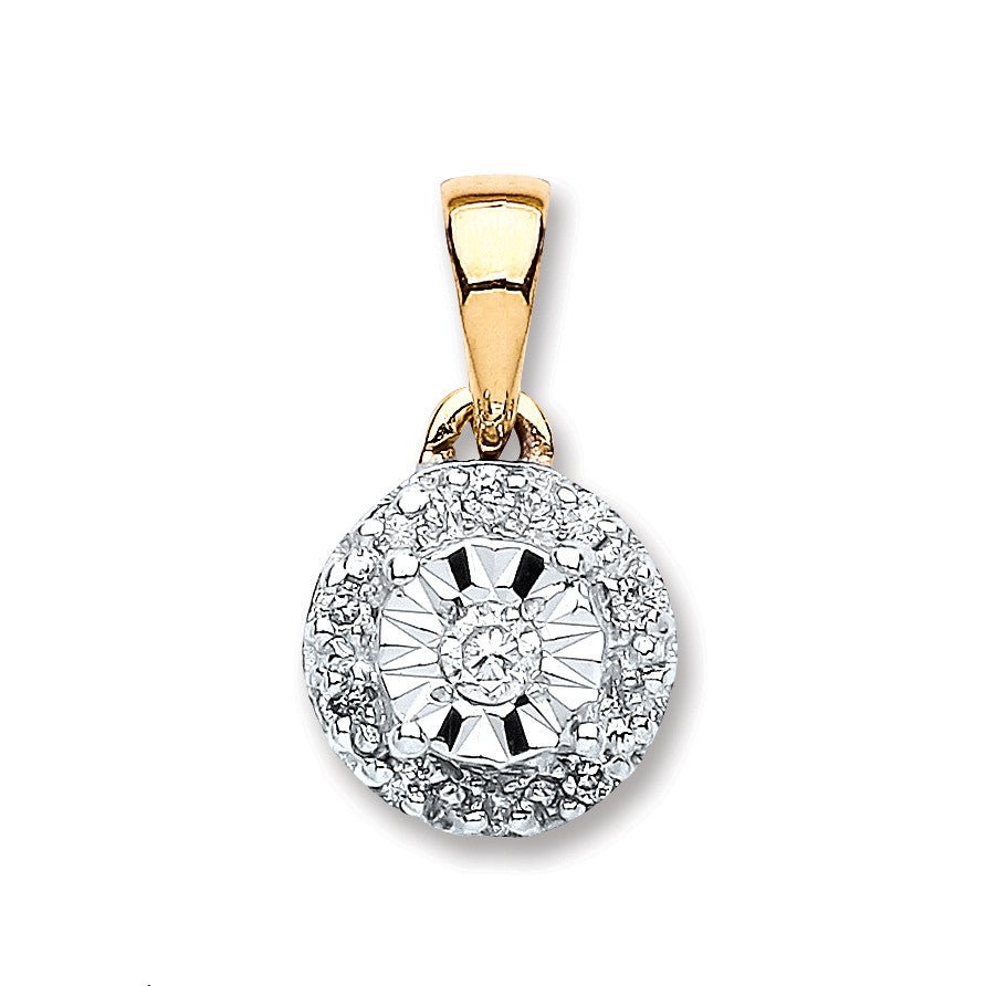 9ct Yellow Gold 0.07ct Diamond Pendant - Samuel Perry