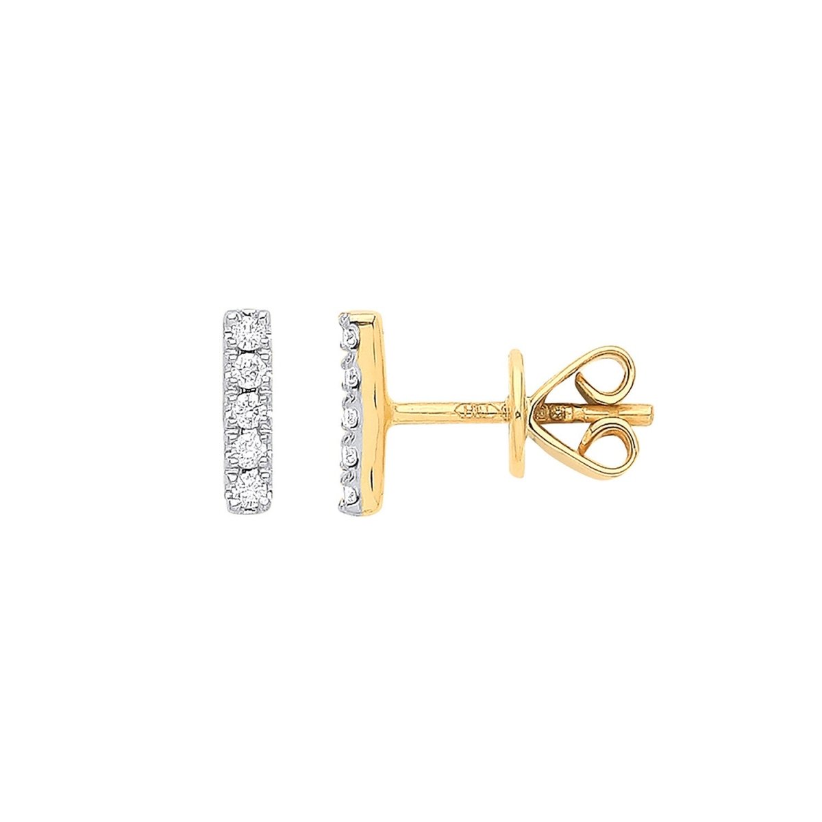 9ct Yellow Gold 0.07ct Diamond Stud Earrings - Samuel Perry