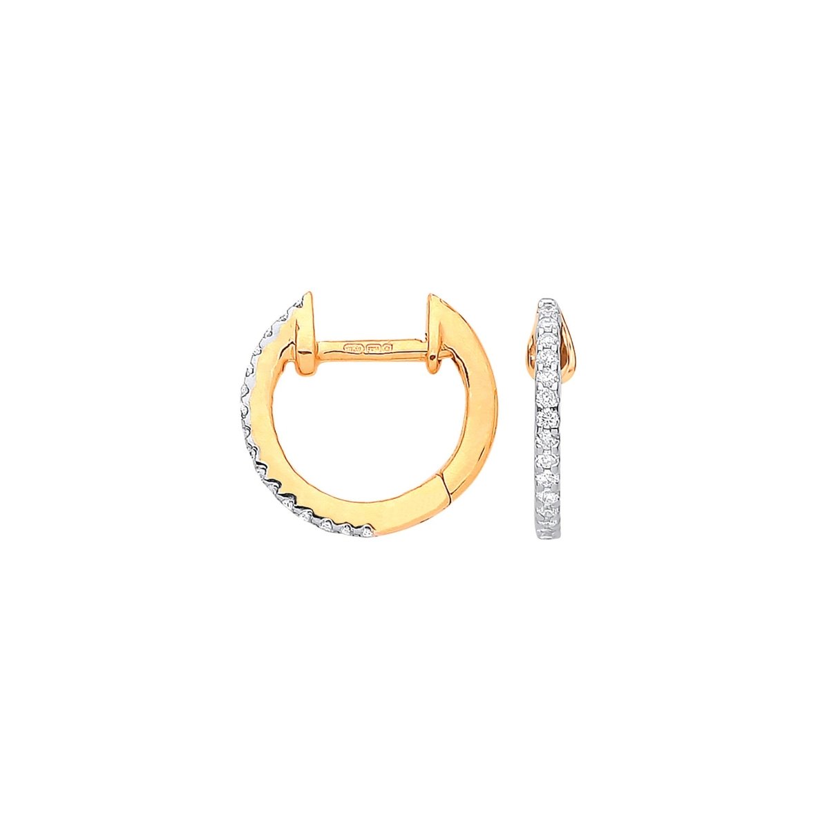 9ct Yellow Gold 0.10ct Diamond Earrings - Samuel Perry