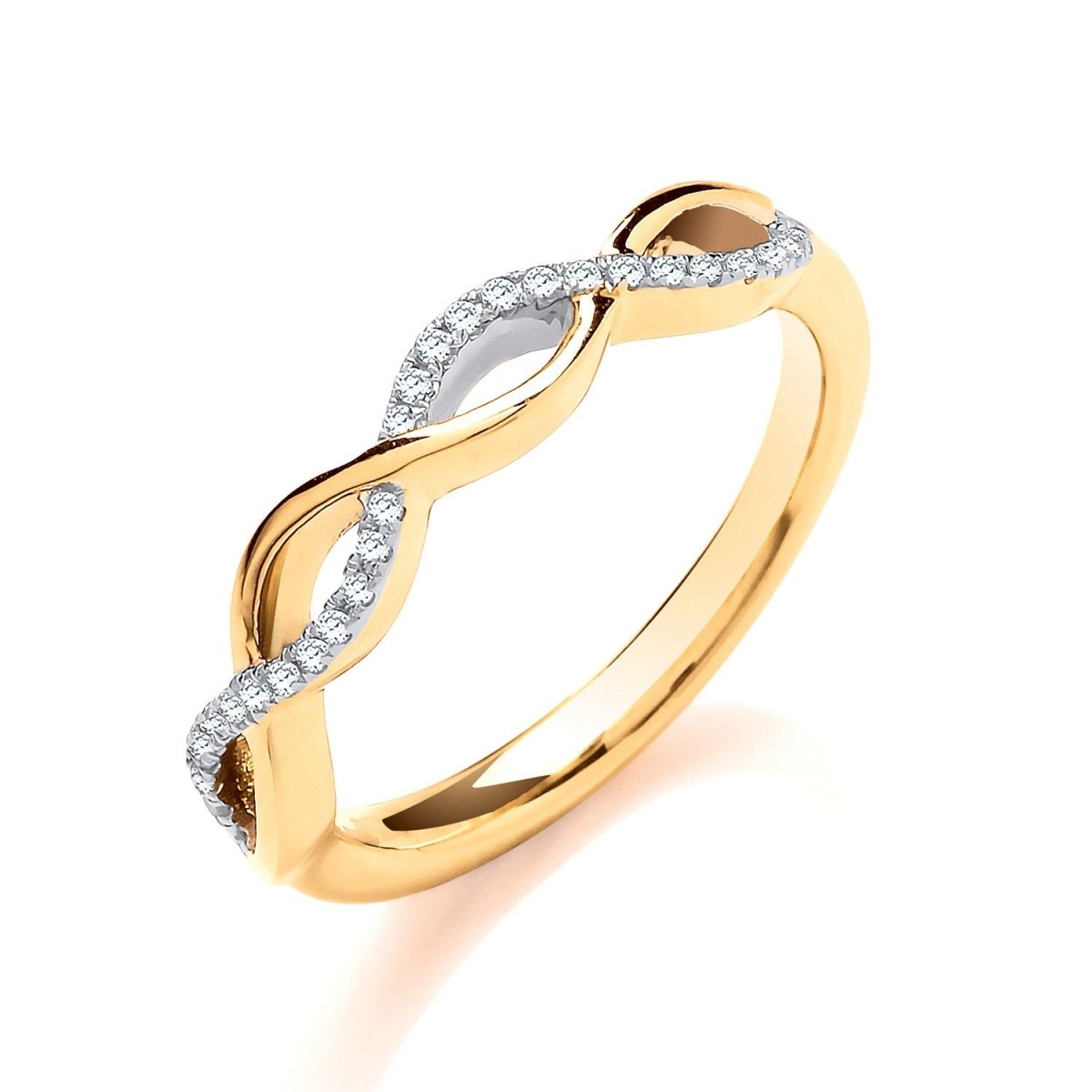 9ct Yellow Gold 0.10ct Entwined Diamond Wedding Band - Samuel Perry