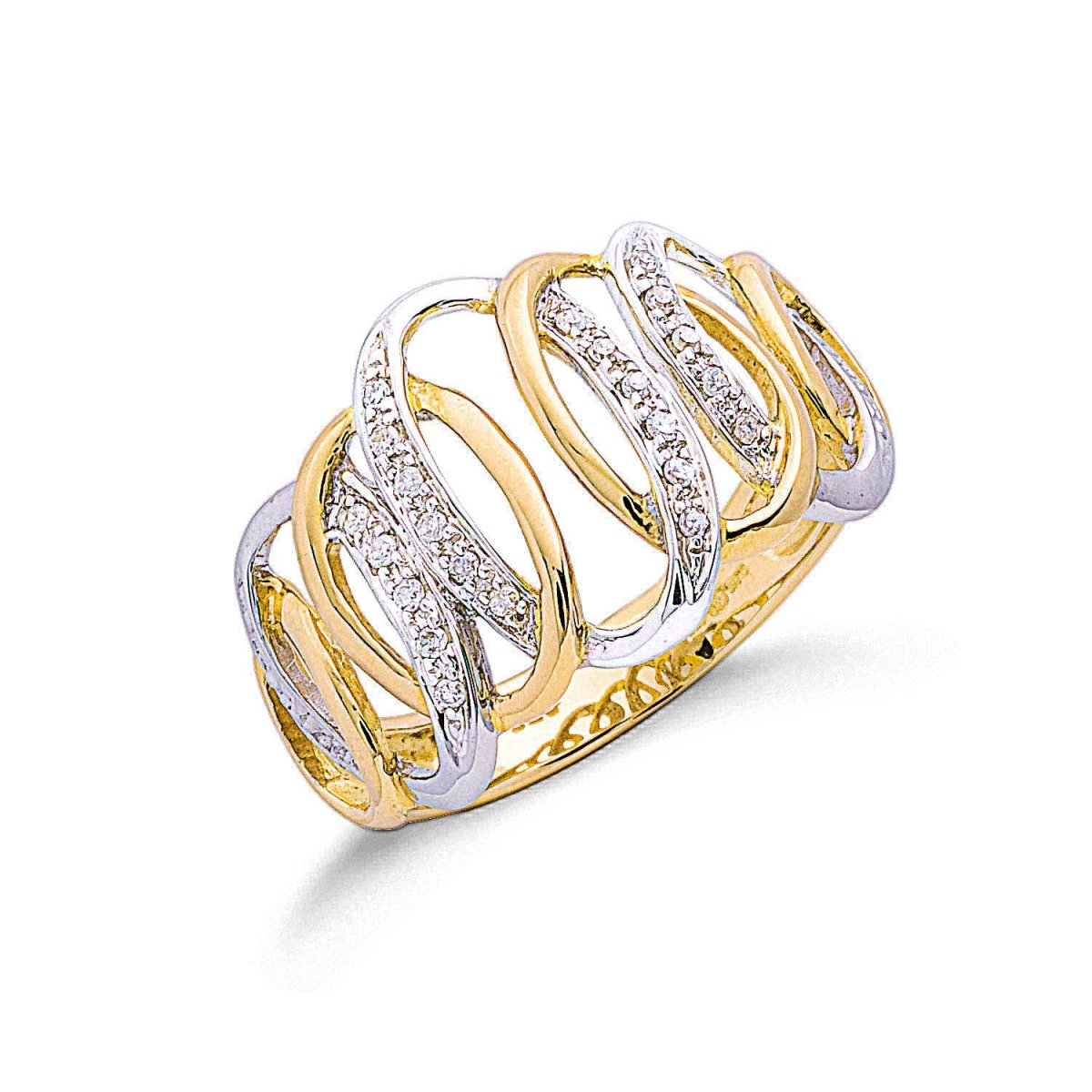 9ct Yellow Gold 0.10ct Two - Tone Gold Diamond Ring - Samuel Perry