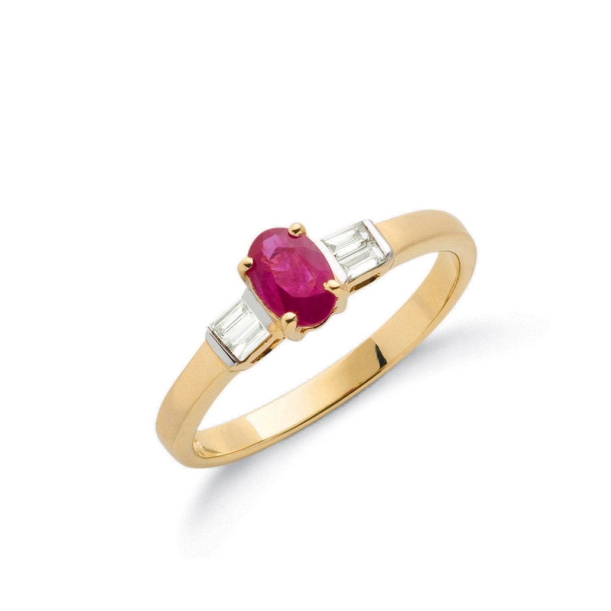 9ct Yellow Gold 0.11ct Diamond & 0.60ct Ruby Ring - Samuel Perry