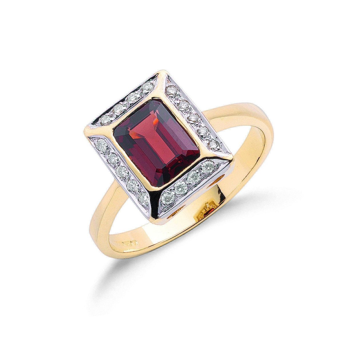 9ct Yellow Gold 0.12ct Diamond & 1.90ct Garnet Ring - Samuel Perry