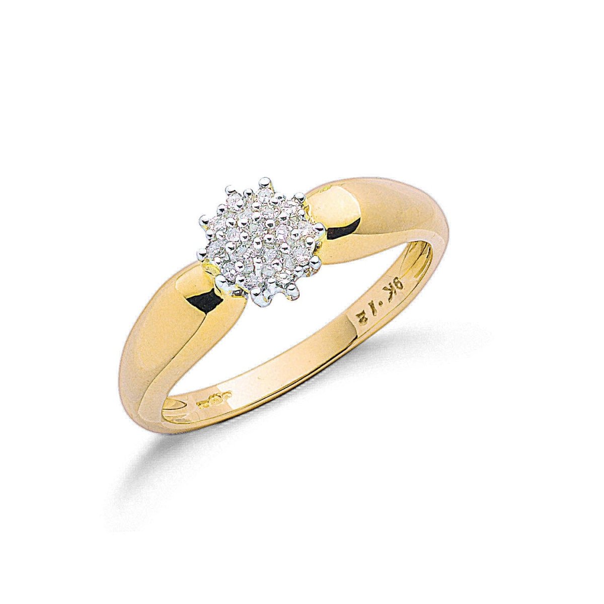 9ct Yellow Gold 0.13ct Diamond Cluster Ring - Samuel Perry