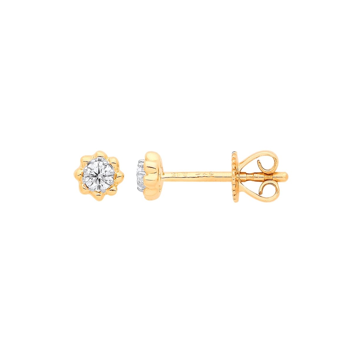 9ct Yellow Gold 0.13ct Diamond Stud Earrings - Samuel Perry