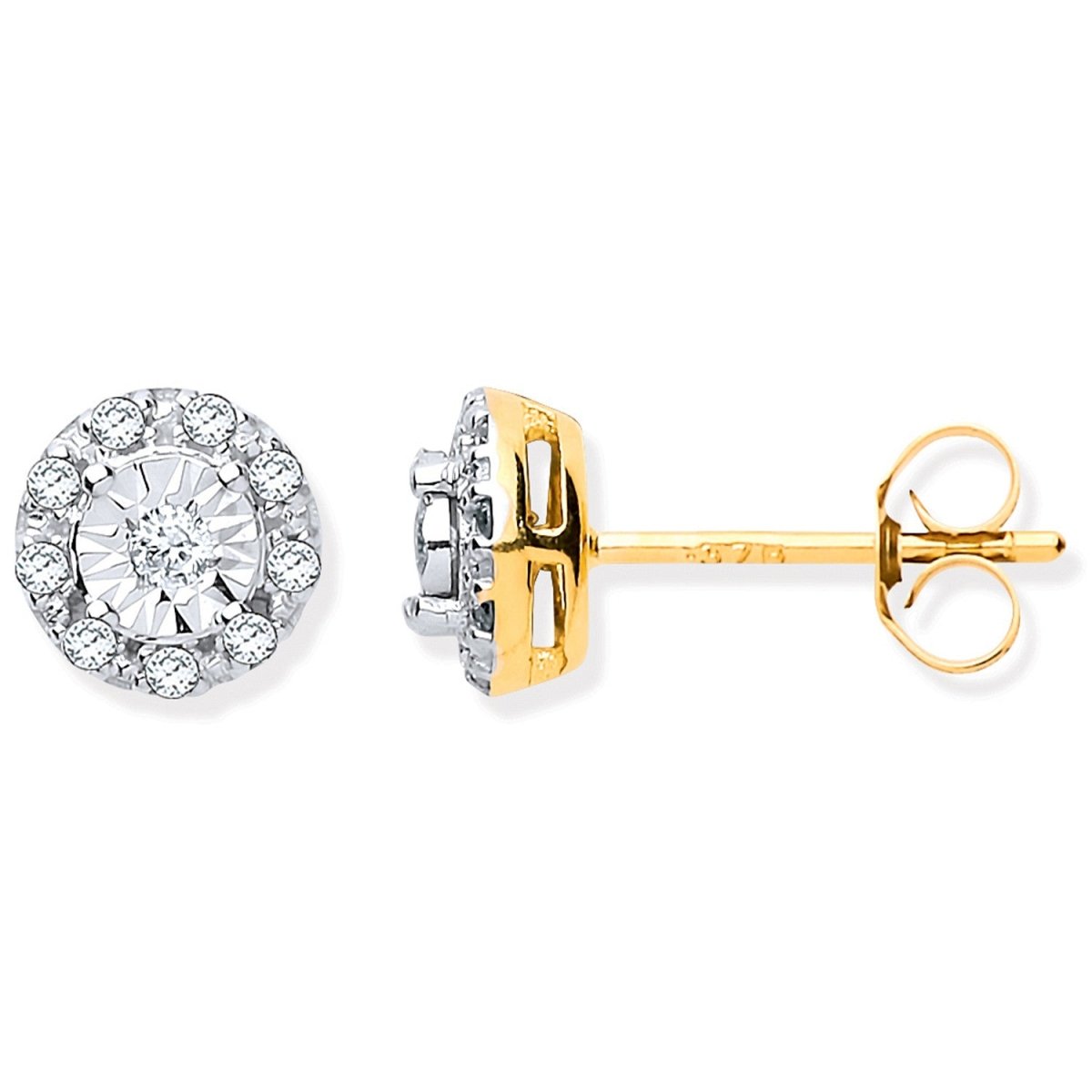 9ct Yellow Gold 0.13ct Diamond Stud Earrings - Samuel Perry