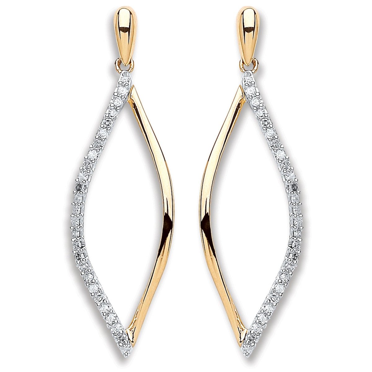 9ct Yellow Gold 0.15ct Diamond Drop Earrings - Samuel Perry