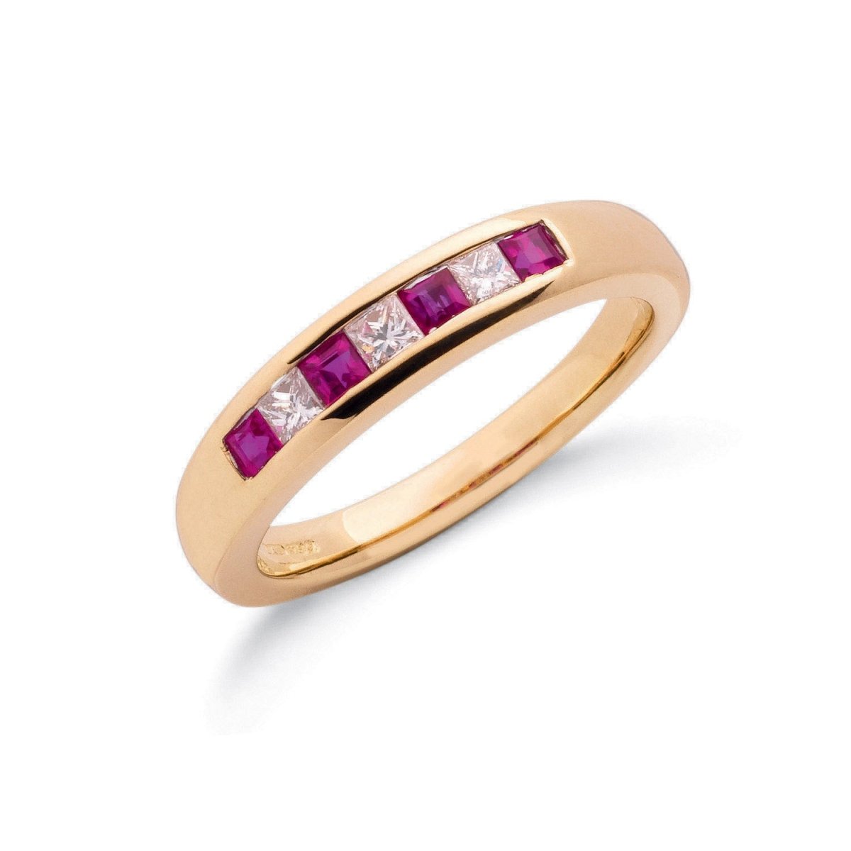 9ct Yellow Gold 0.20ct Diamond & 0.35ct Ruby Eternity Ring - Samuel Perry