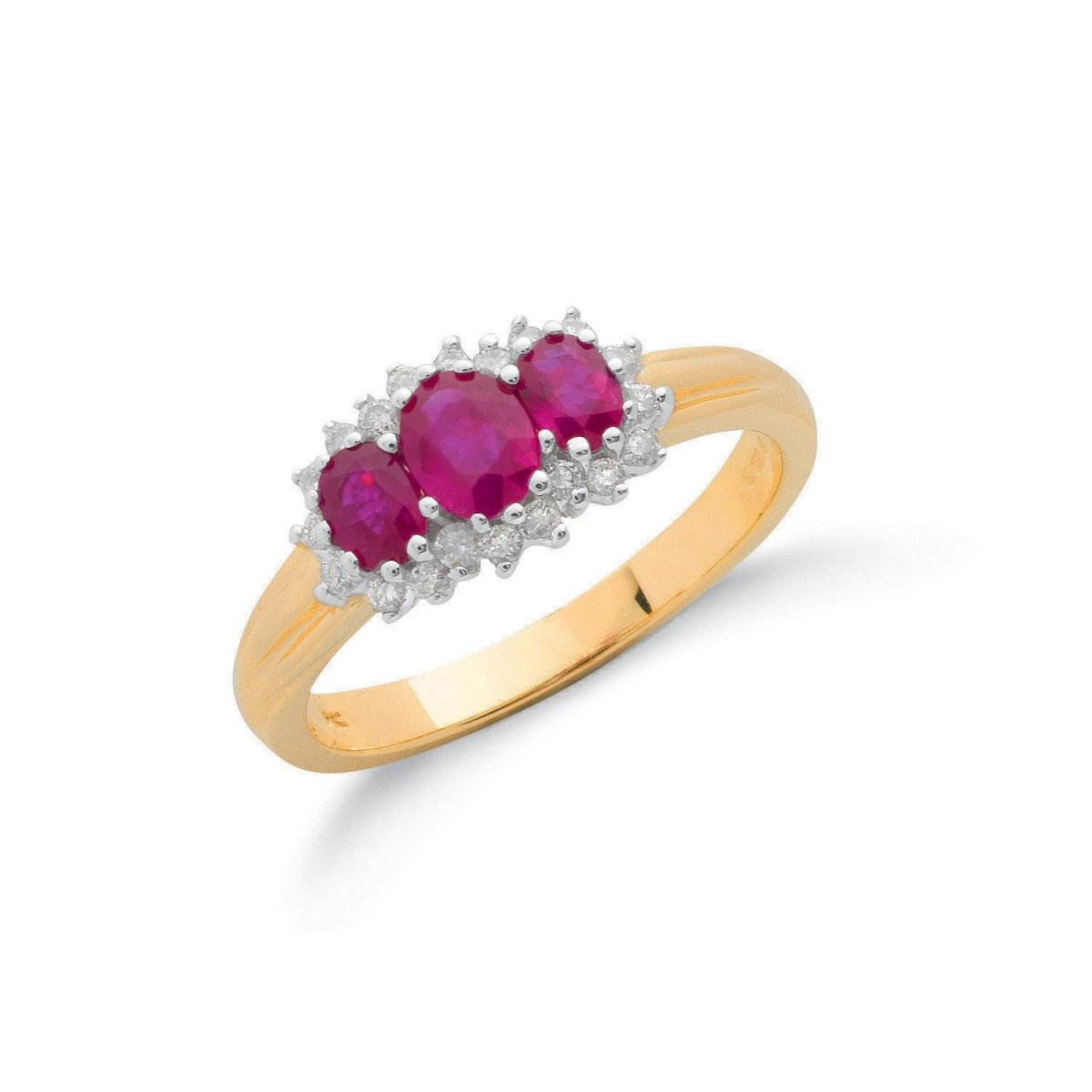 9ct Yellow Gold 0.20ct Diamond & 0.85ct Ruby Cluster Ring - Samuel Perry
