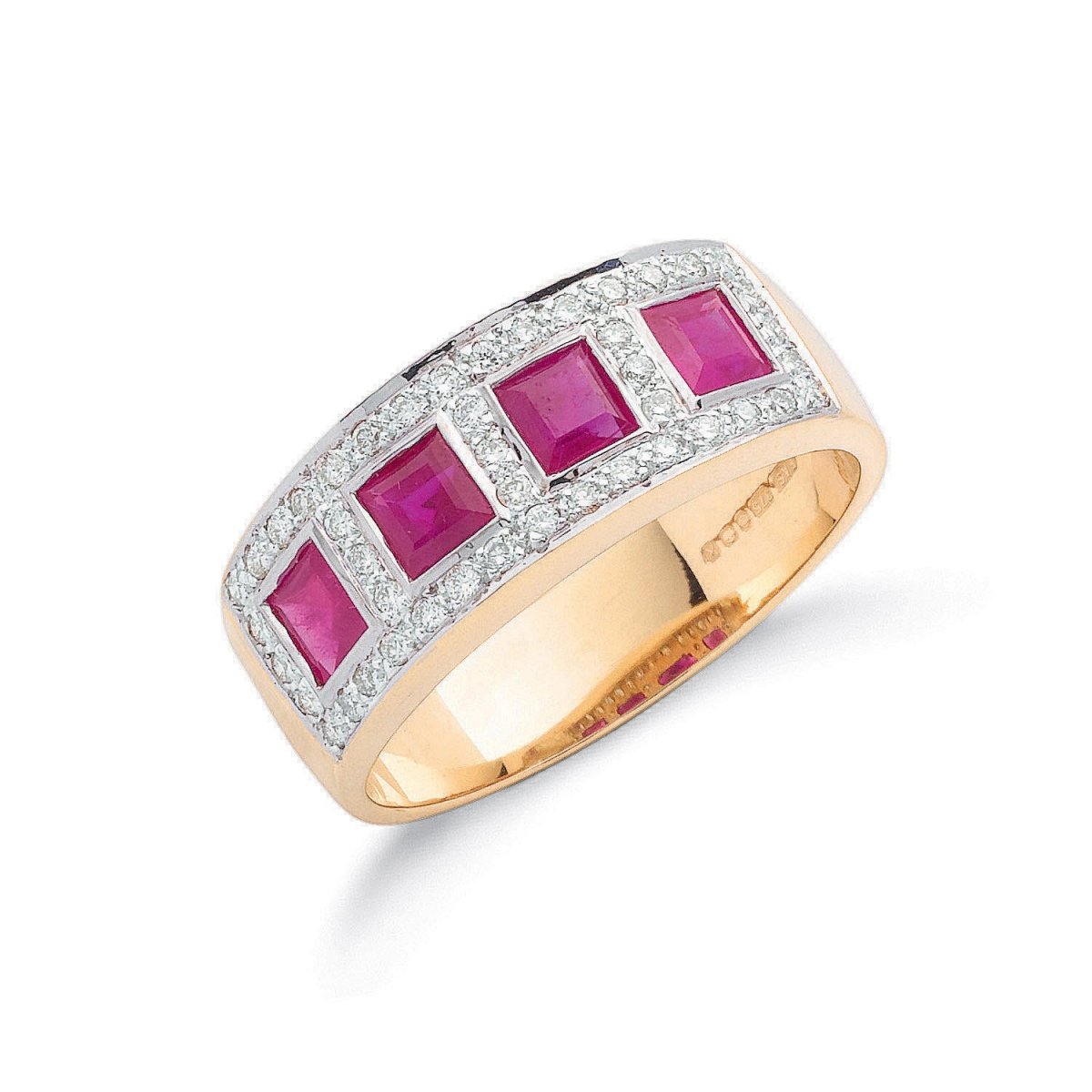 9ct Yellow Gold 0.22ct Diamond & 1.19ct Ruby Eternity Ring - Samuel Perry