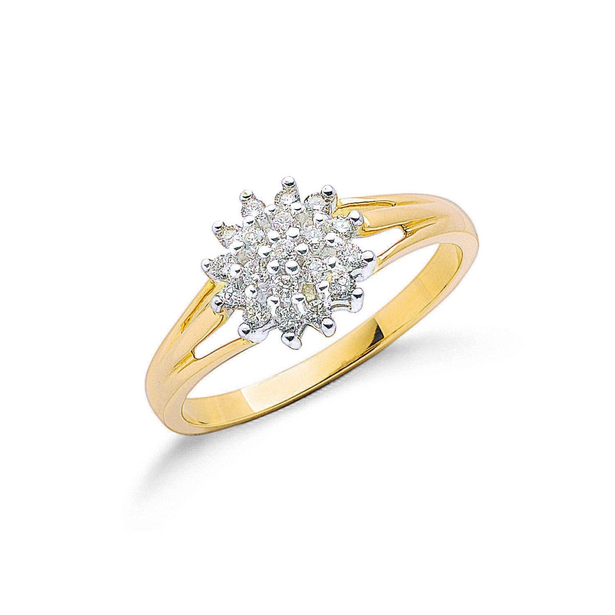 9ct Yellow Gold 0.25ct Diamond Cluster Ring - Samuel Perry