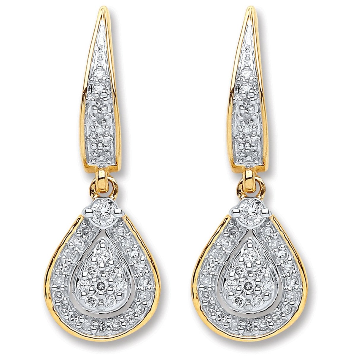9ct Yellow Gold 0.25ct Diamond Drop Earrings - Samuel Perry