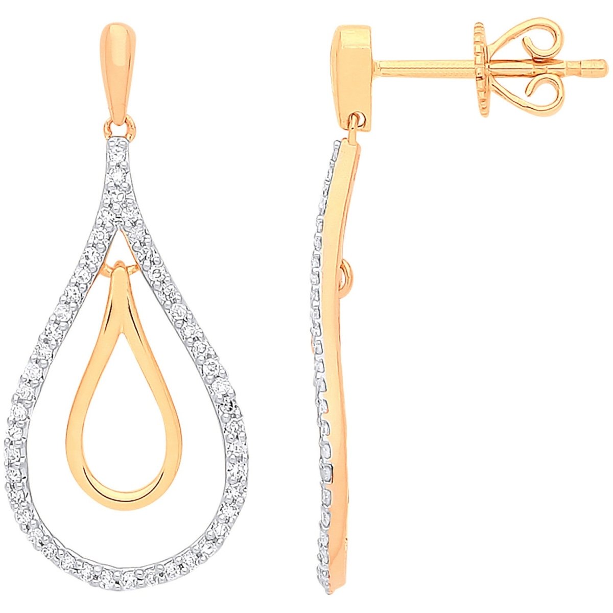 9ct Yellow Gold 0.25ct Diamond Drop Earrings - Samuel Perry