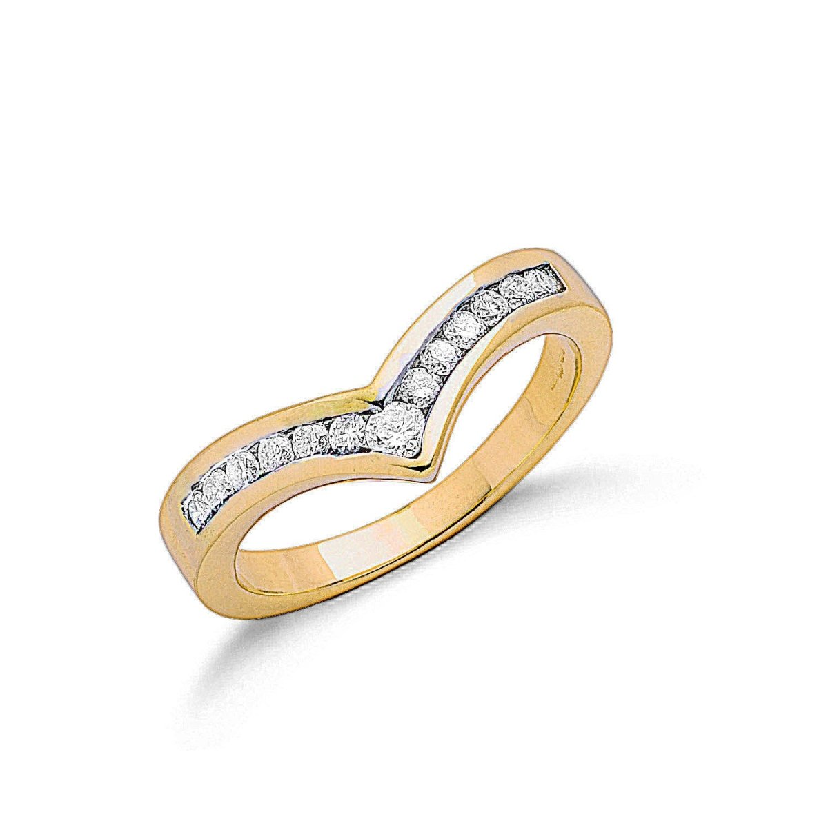 9ct Yellow Gold 0.25ct Diamond Wishbone Ring - Samuel Perry