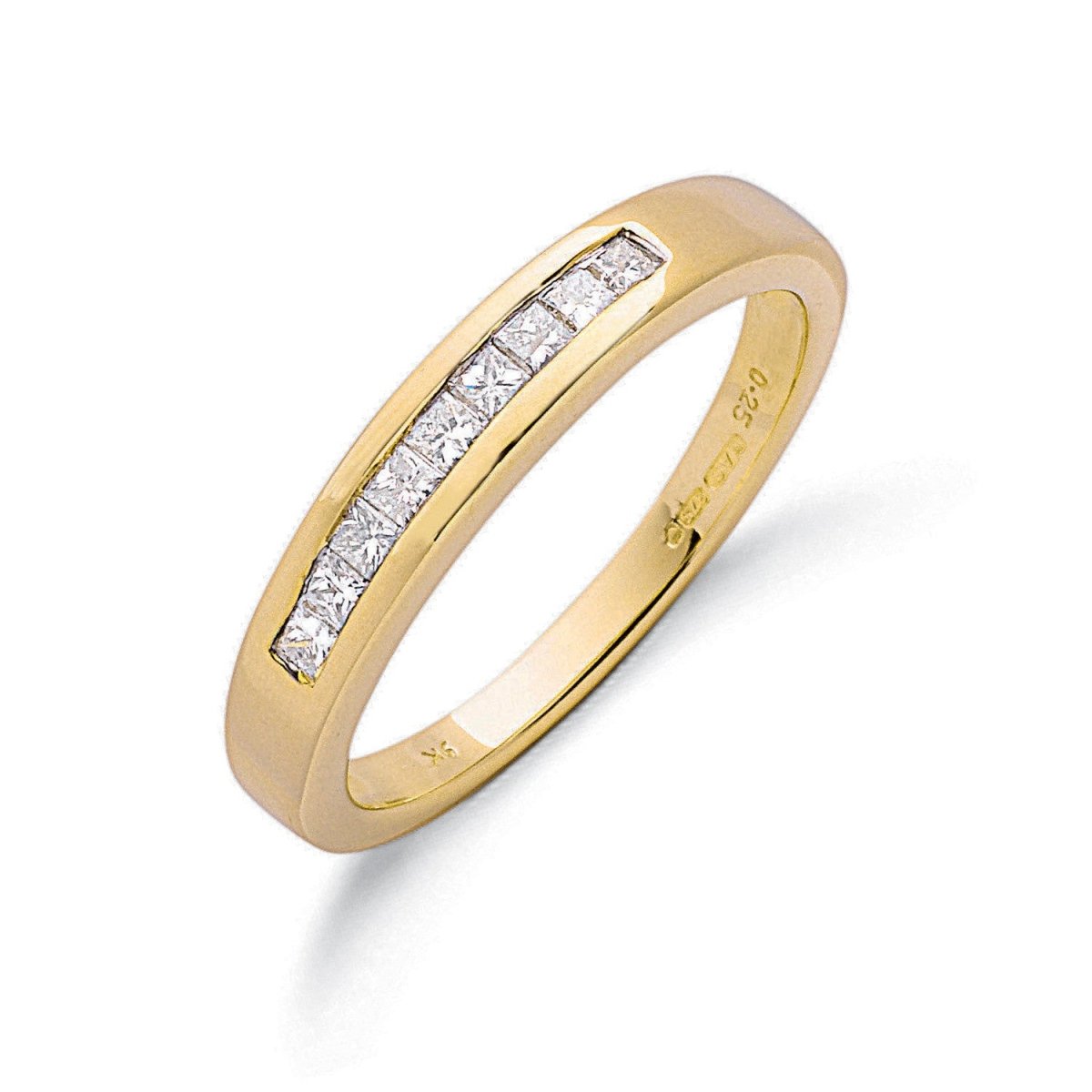 9ct Yellow Gold 0.25ct Princess Cut Diamond Eternity Ring - Samuel Perry