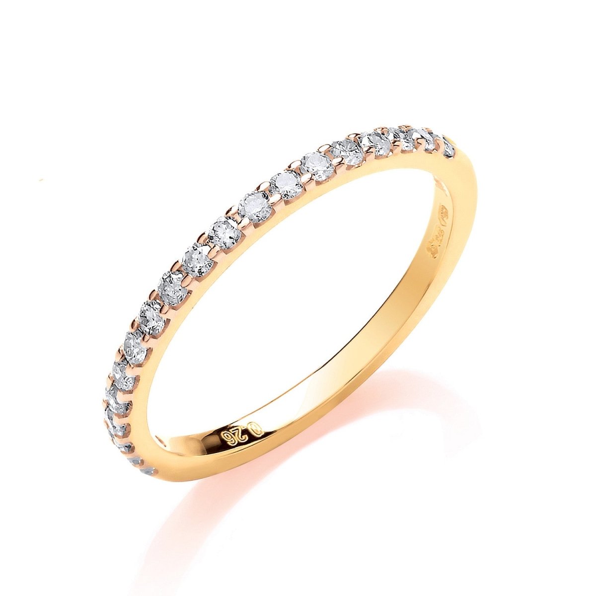9ct Yellow Gold 0.27ct 50% Set Diamond Half Eternity Wedding Ring - Samuel Perry