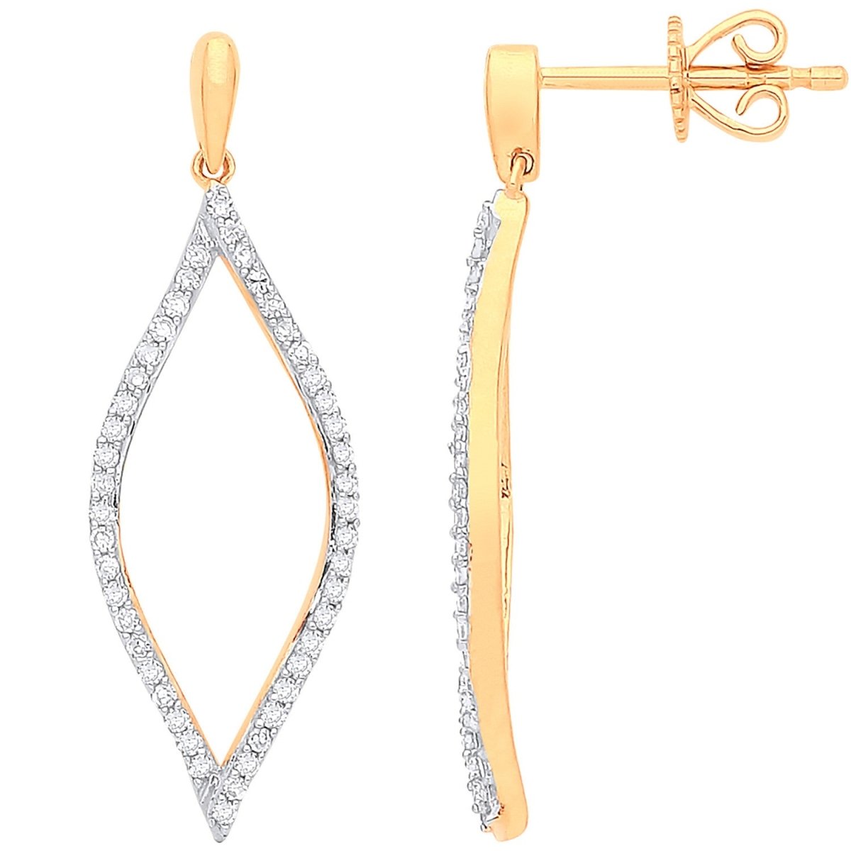 9ct Yellow Gold 0.29ct Diamond Drop Earrings - Samuel Perry
