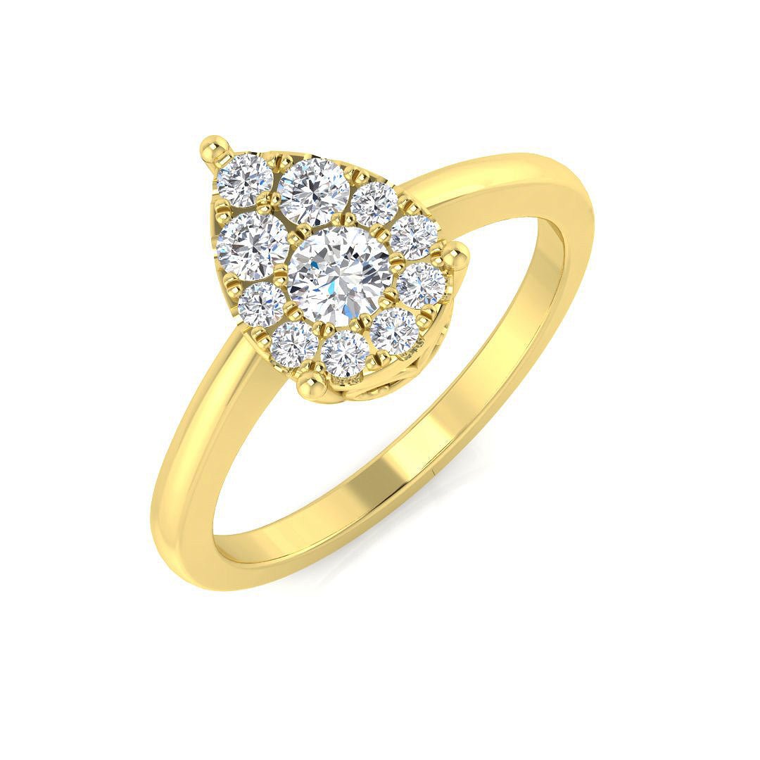 9ct Yellow Gold 0.32ct Lab Grown Diamond Pear Cluster Engagement Ring - Samuel Perry
