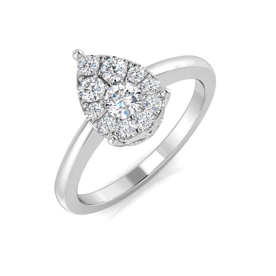 9ct Yellow Gold 0.32ct Lab Grown Diamond Pear Cluster Engagement Ring - Samuel Perry