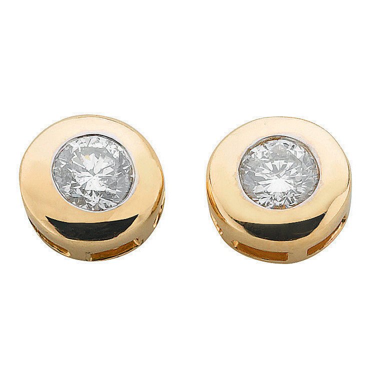 9ct Yellow Gold 0.40ct Rubover Set Diamond Stud Earrings - Samuel Perry